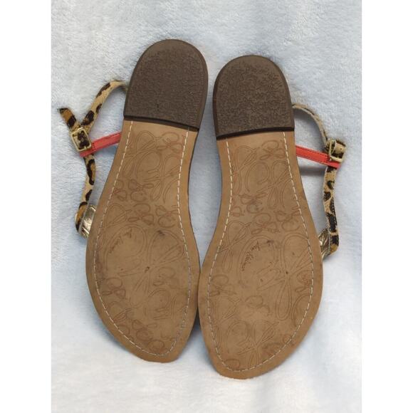 Sam Edelman Sandal Gigi T-Strap Woman's 8.5 Python Coral Leopard Boho Beach‎ - Picture 8 of 12